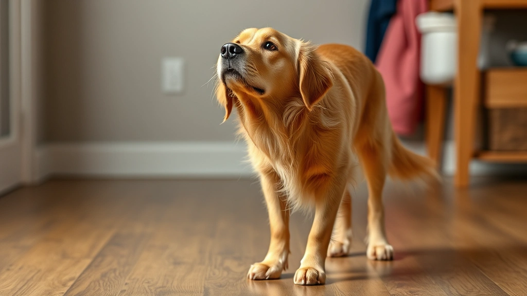 dog stroke symptoms -
Photorealistic image of a confused golden retriever standing unsteadily with he