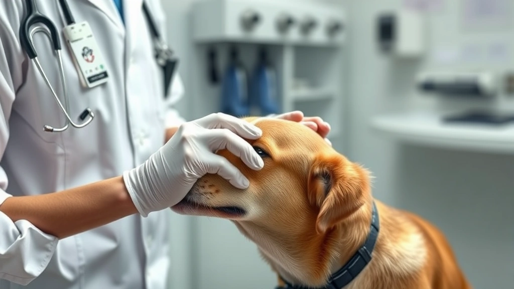 dog stroke symptoms -
Photorealistic veterinary examination scene showing a vet performing neurologic
