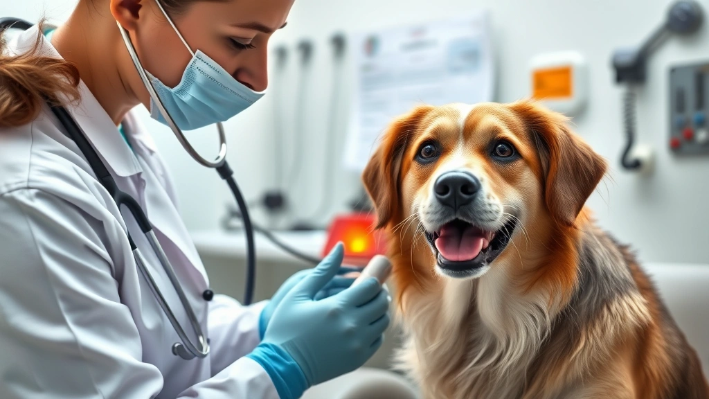 dog symptoms chocolate poisoning -
Photorealistic image of a veterinarian examining a dog’s heart rate with 