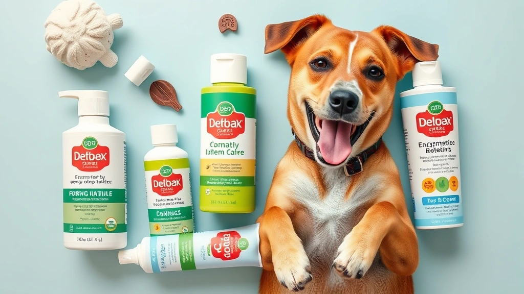 dog teeth cleaning cost -
Photorealistic flat lay composition of dog dental care products including enzym