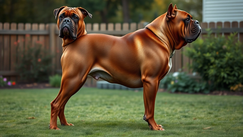 dog the bordeaux -
Photorealistic image of a large Dogue de Bordeaux standing in a grassy yard, sh