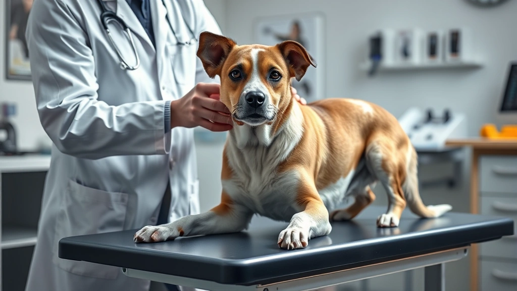 dog throwing up blood -
Photorealistic image of a veterinarian in a white coat performing a physical ex