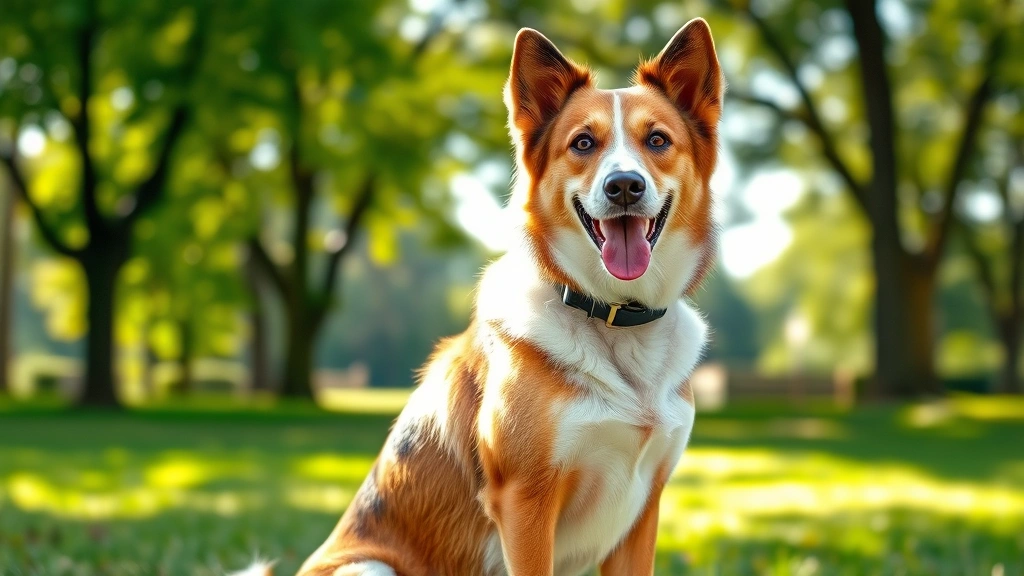 dog vaccination schedule -
Photorealistic image of a healthy adult dog sitting confidently outdoors in a p