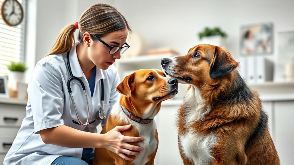 dog vomiting and diarrhea -
Photorealistic image of a concerned dog owner checking their dog’s health