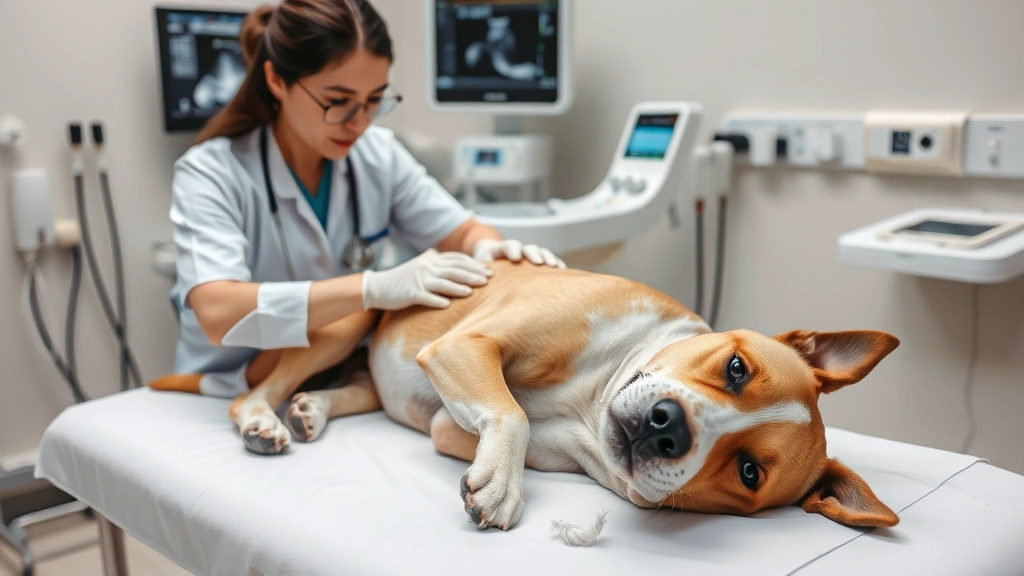 dog vomiting blood -
Photorealistic image of a professional veterinarian performing an ultrasound ex