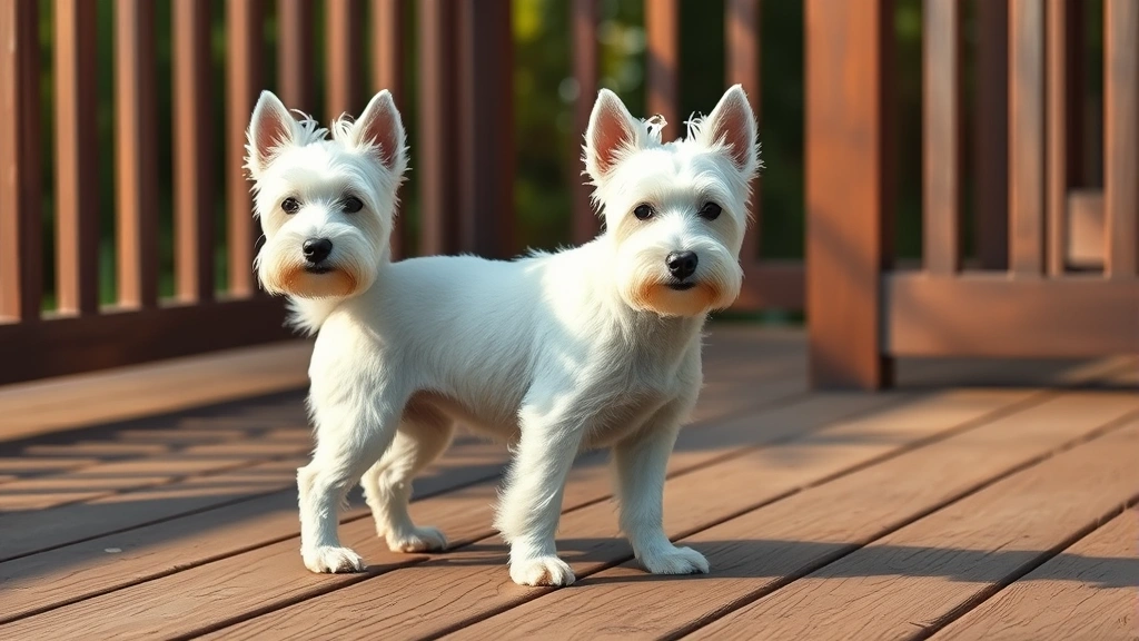 dog white dog -
Photorealistic image of a small white West Highland White Terrier standing conf