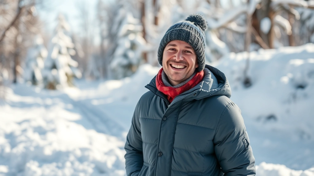 dog winter jacket -
standing in fresh snow with a happy expression

