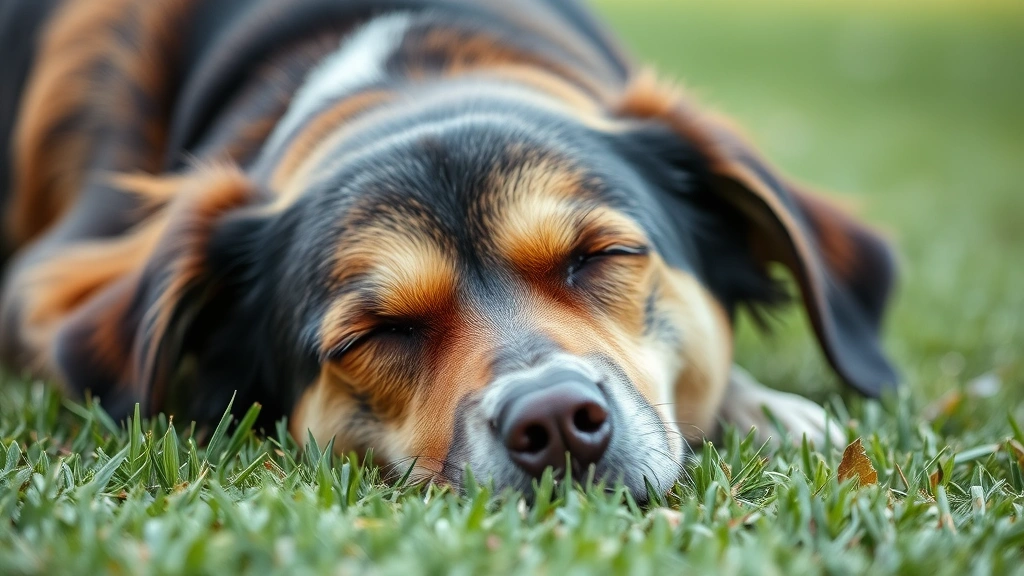 dog with eyes closed meme -
Mixed breed dog resting on grass with closed eyes
