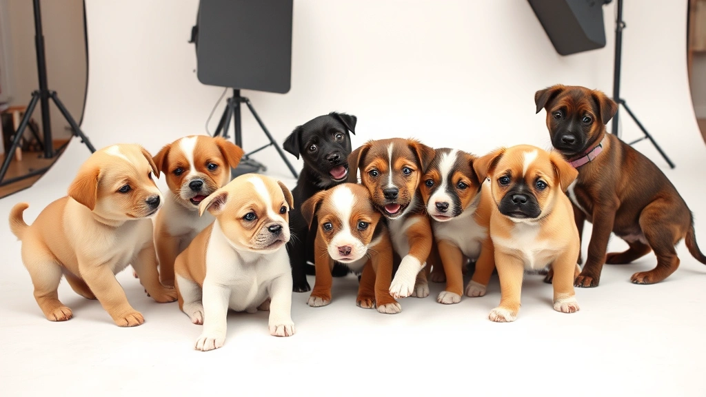 doge commercials super bowl -
Multiple adorable puppies of different breeds playing together on a white backd