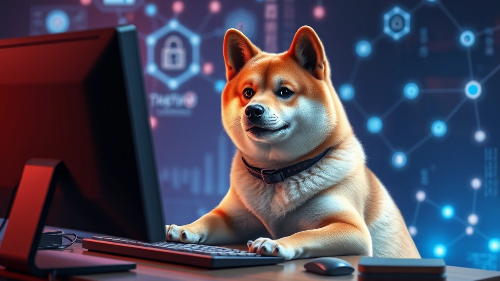 doge unblocker links -
Photorealistic image of a Shiba Inu dog sitting at a desk with a computer, surr
