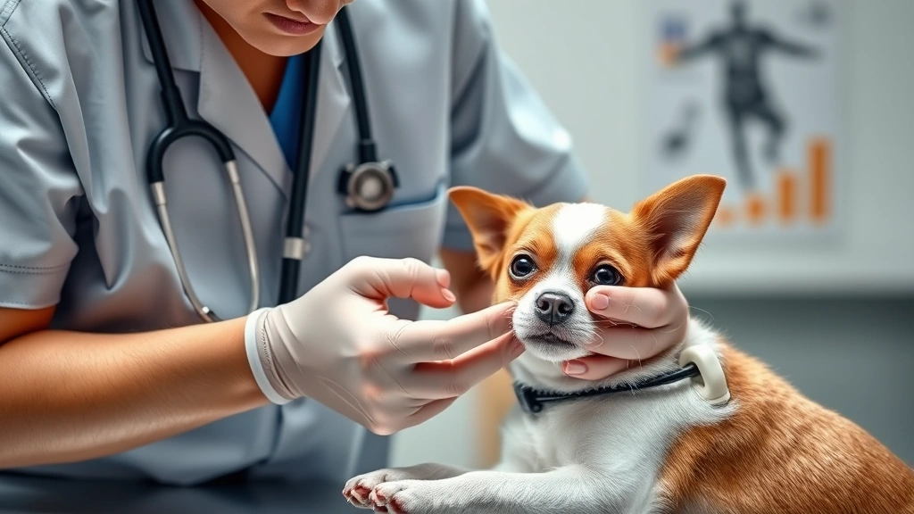 dogs and down syndrome -
Photorealistic image of a veterinarian performing a gentle health examination o