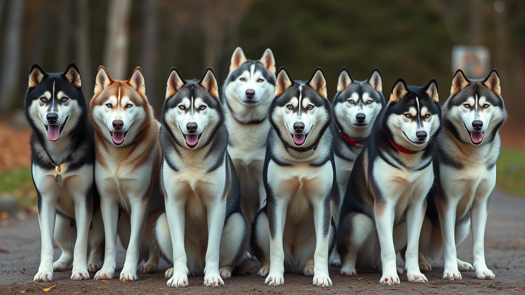 dogs and sledges -
showing 8-10 muscular Siberian Huskies and Alaskan Huskies in perfect formation