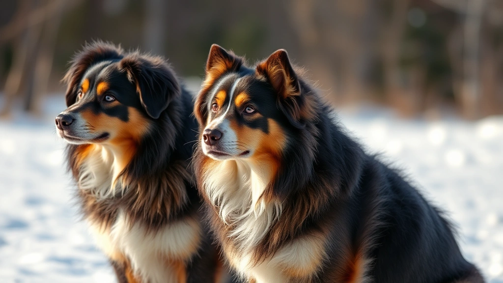 dogs and sledges -
showing individual dogs with thick winter coats
