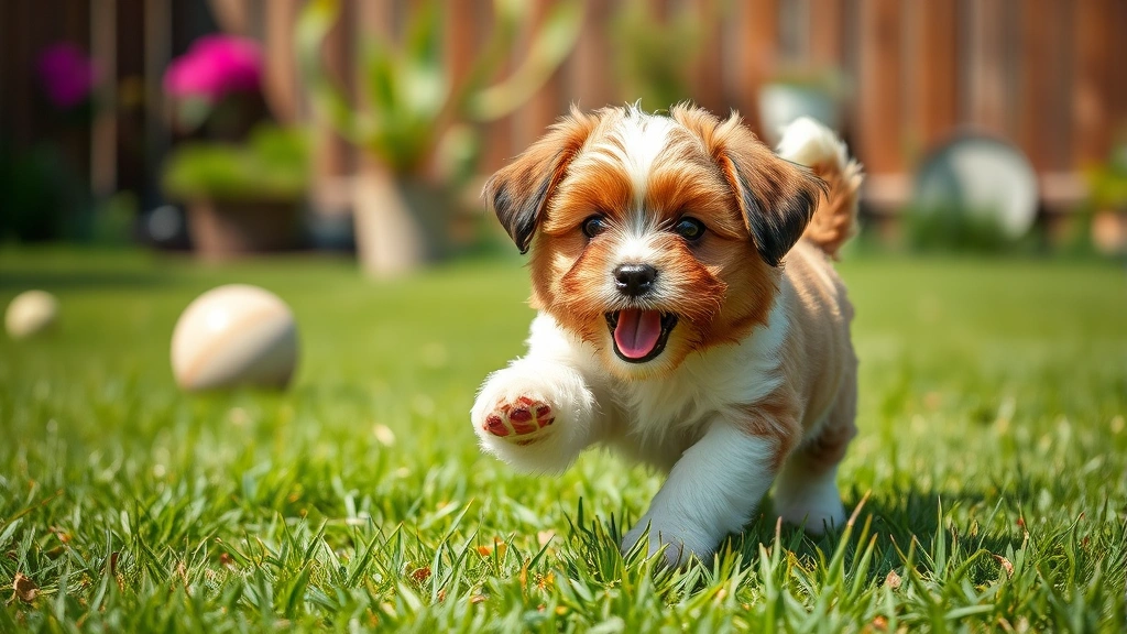 dogs that dont malt -
A cheerful Cavachon puppy playing fetch in a grassy backyard, displaying its so
