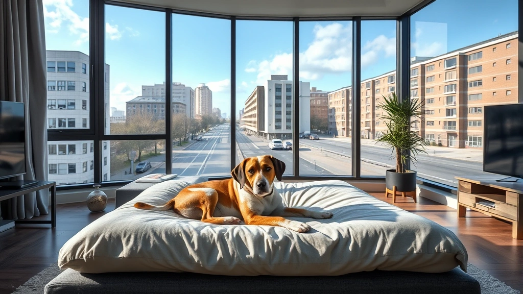 downtown dogs -
Photorealistic image of a dog resting on a comfortable bed in a modern apartmen