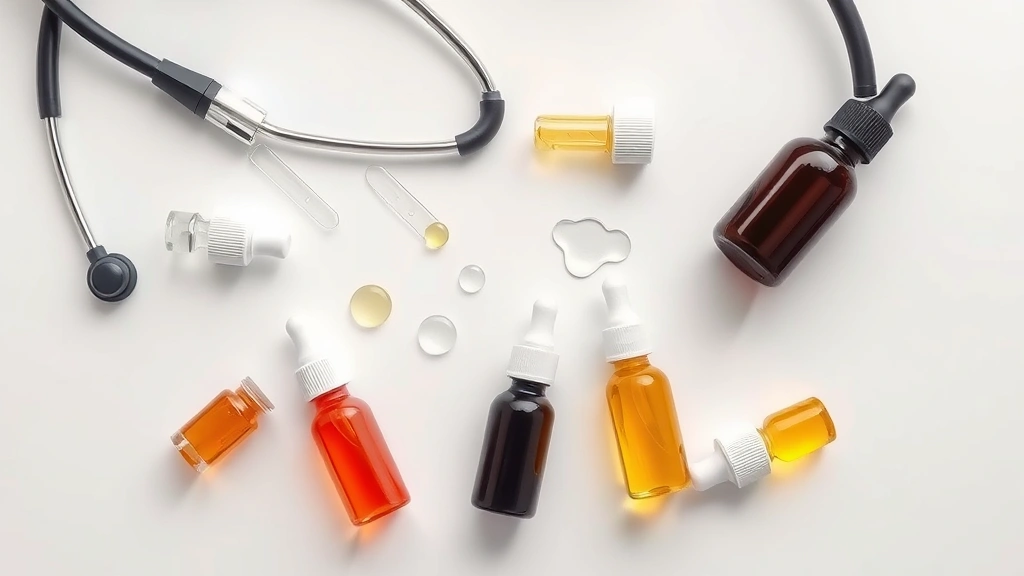 ear drops for dogs -
Photorealistic overhead view of various dog ear drop bottles and solutions arra