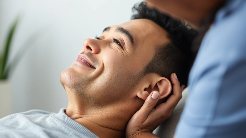 ear drops for dogs -
showing relaxed expression and owner’s hands massaging the ear base
