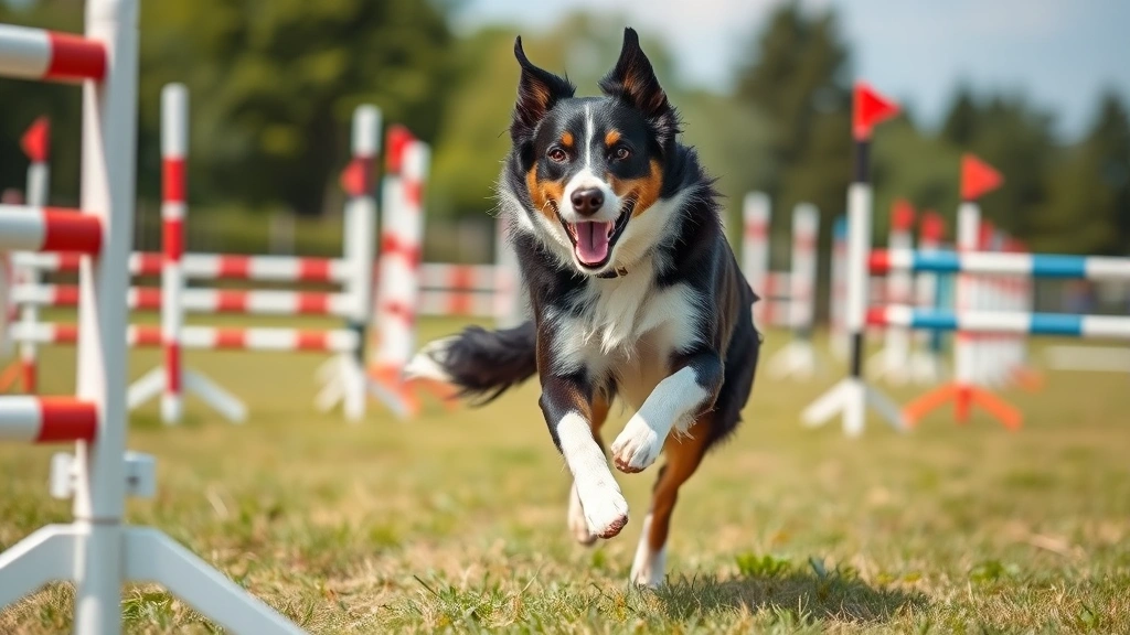 electrolytes for dogs -
A high-energy Border Collie running through an agility course during summer exe