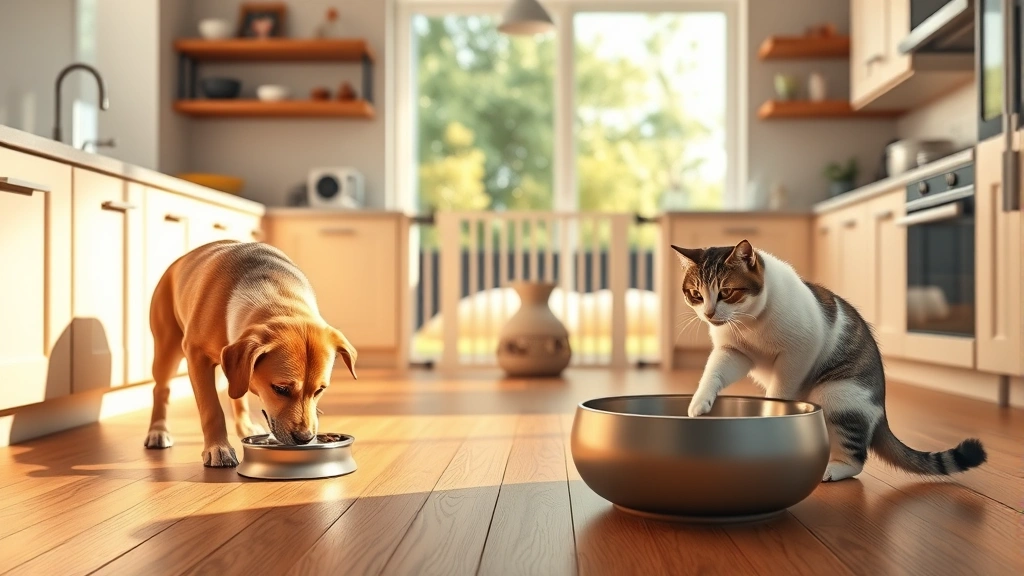 feeding in multiple locations dog photo 0