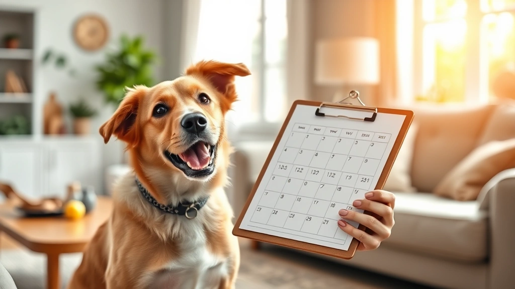 feeding schedule for EPI dogs -
A dog owner holding a calendar or schedule on a clipboard, planning meal times 