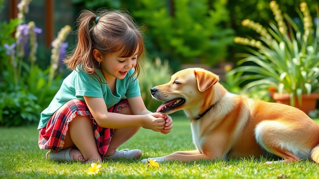 female dog names unique -
Photorealistic image of a young girl playing with her female dog in a green out