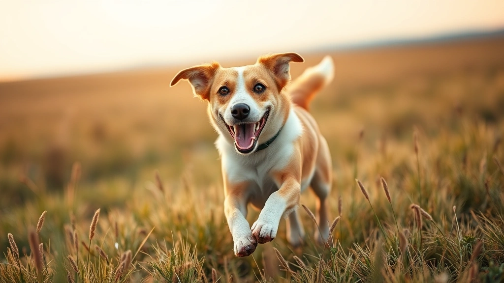 flaxseed supplements for dogs -
Photorealistic image of a happy, energetic dog running through a field with bri