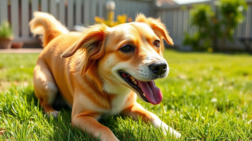 flea spray for dogs -
Photorealistic scene of a happy, healthy-looking dog scratching less, playing o