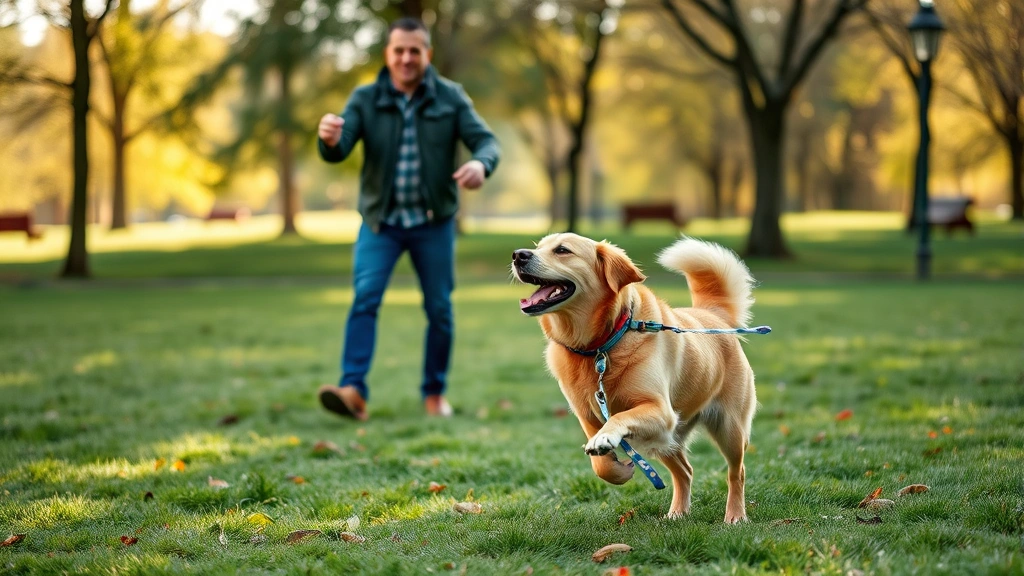 florence & the machine dog days are over -
A dog owner playing fetch with their excited dog in a park, both engaged and ha