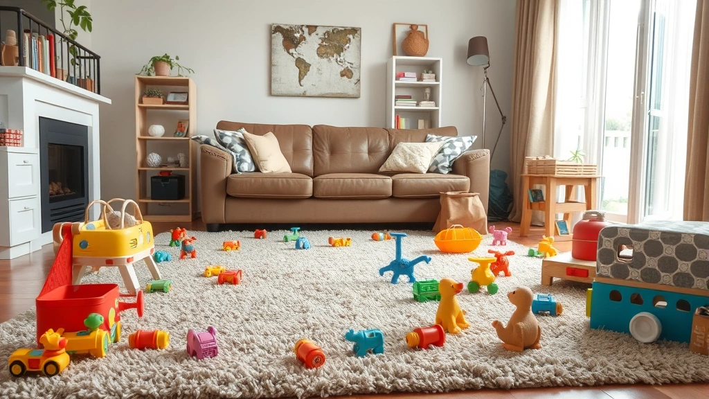 food enrichment for cats -
on a living room carpet with toys scattered nearby
