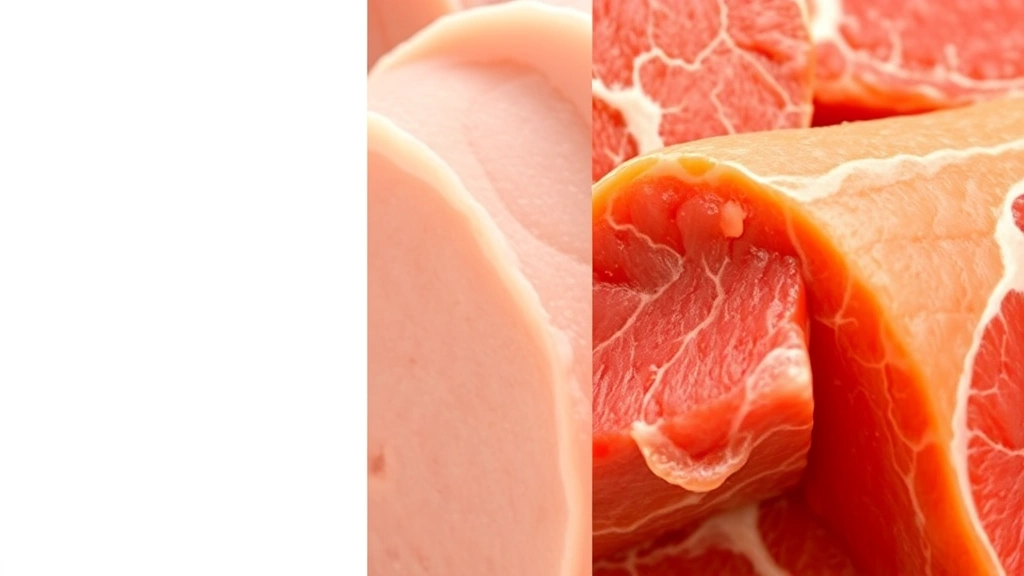 freeze dried raw dog food -
showing texture and color variation of different meat types
