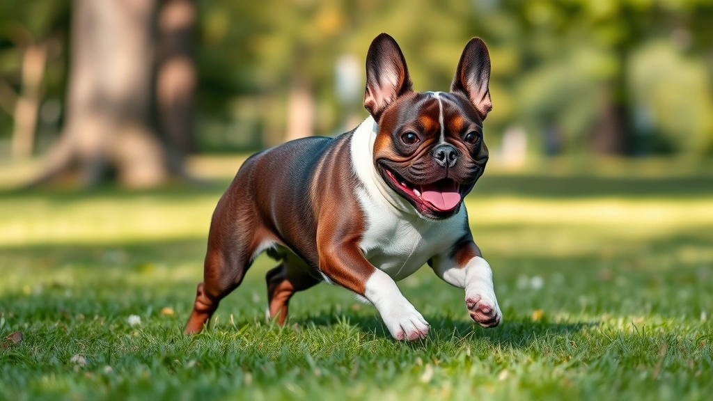 frenchton dog -
Photorealistic adult frenchton dog running on grass in a park
