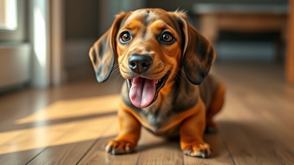 german dog names -
Photorealistic close-up of a happy Dachshund puppy with brown fur, playful expr