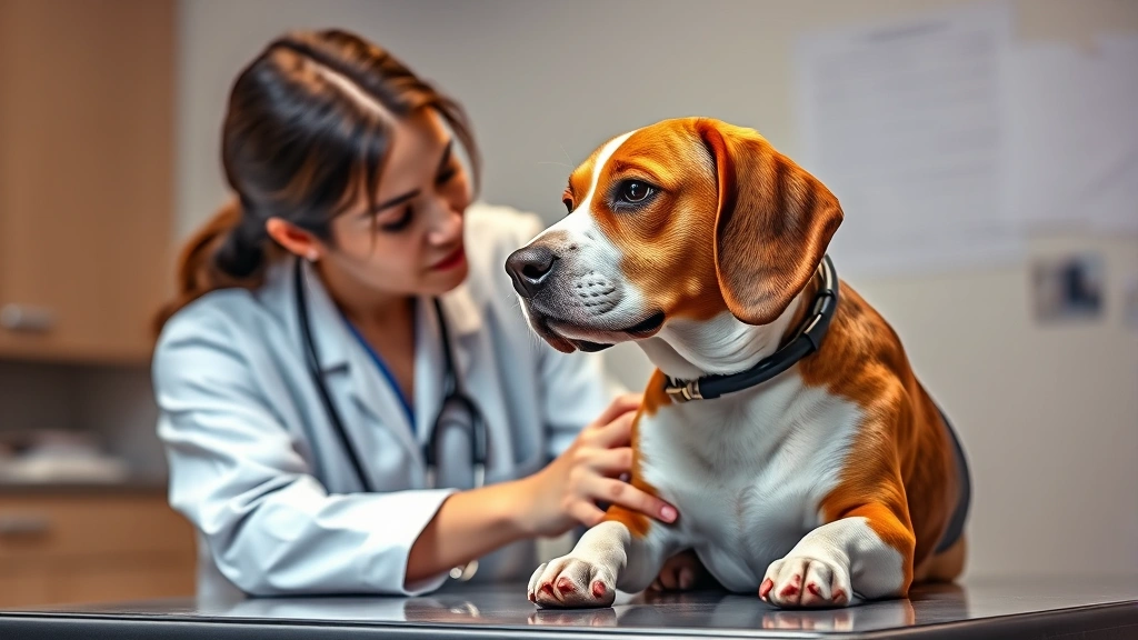 gi worms in dogs -
Photorealistic veterinarian examining a brown and white beagle on examination t
