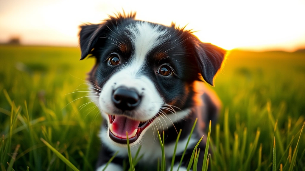 girl dog names unique -
Photorealistic close-up of a playful female black and white border collie puppy