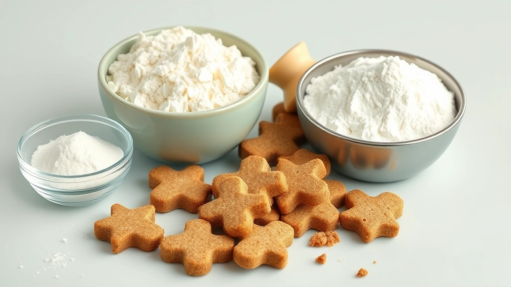 gluten-free pet treats -
Photorealistic image of ingredients for homemade gluten-free dog treats includi