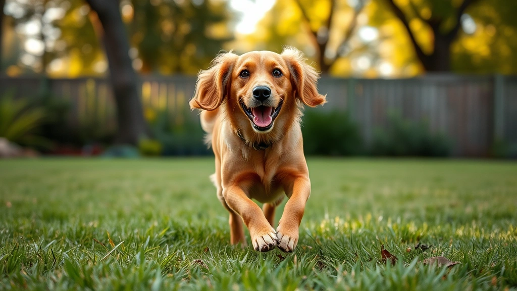 golden weiner dog -
A photorealistic golden weiner dog running through a grassy backyard with trees