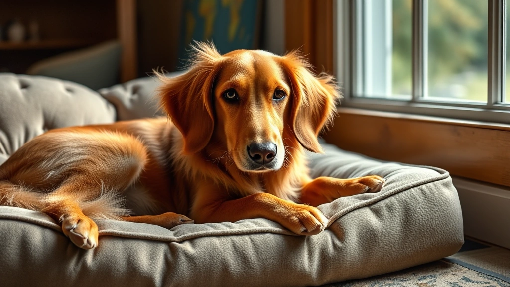 golden weiner dog -
A photorealistic golden weiner dog lying on a dog bed near a window
