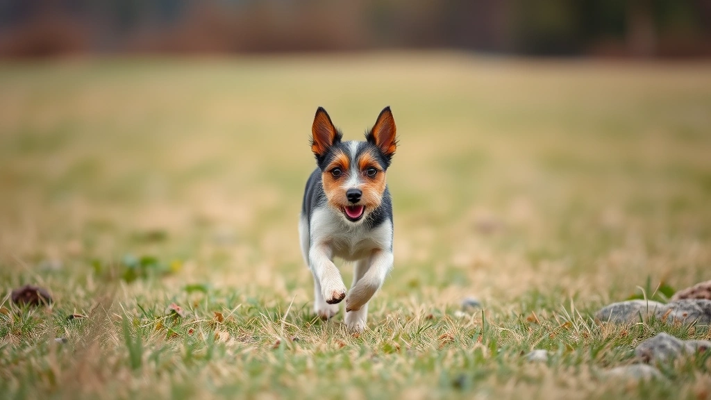 gps dog fence -
A small terrier happily running through an open field with no visible fence
