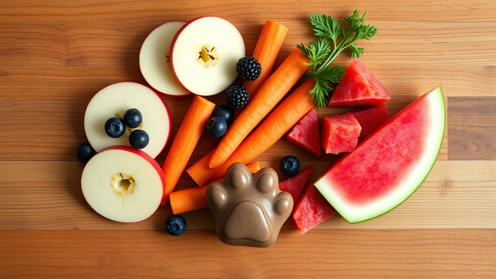 grapes and raisins toxicity -
Photorealistic flat lay composition of safe dog treats including sliced apples,