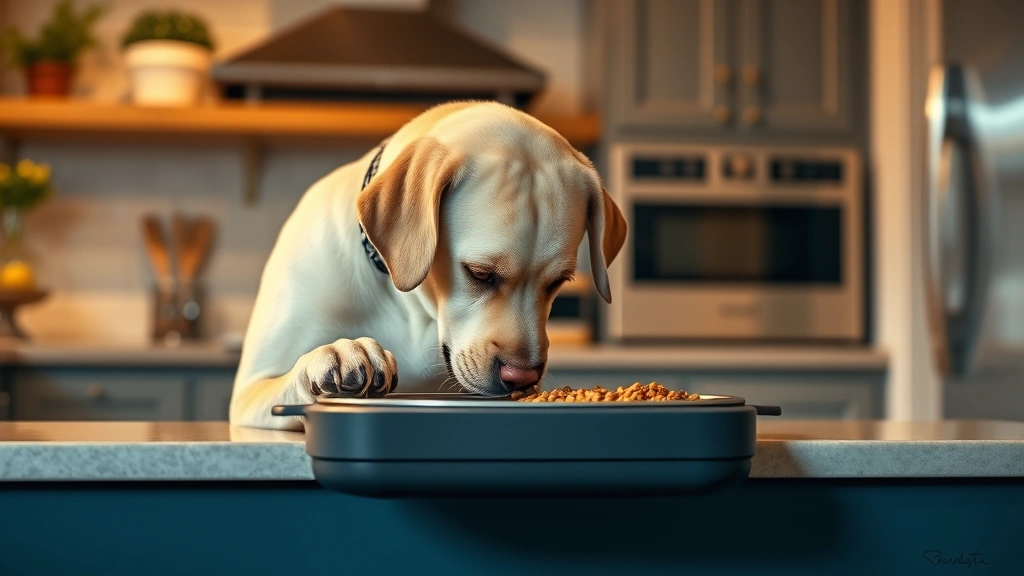 gravity feeders for pets -
Photorealistic elevated gravity feeder for senior dog at proper feeding height,