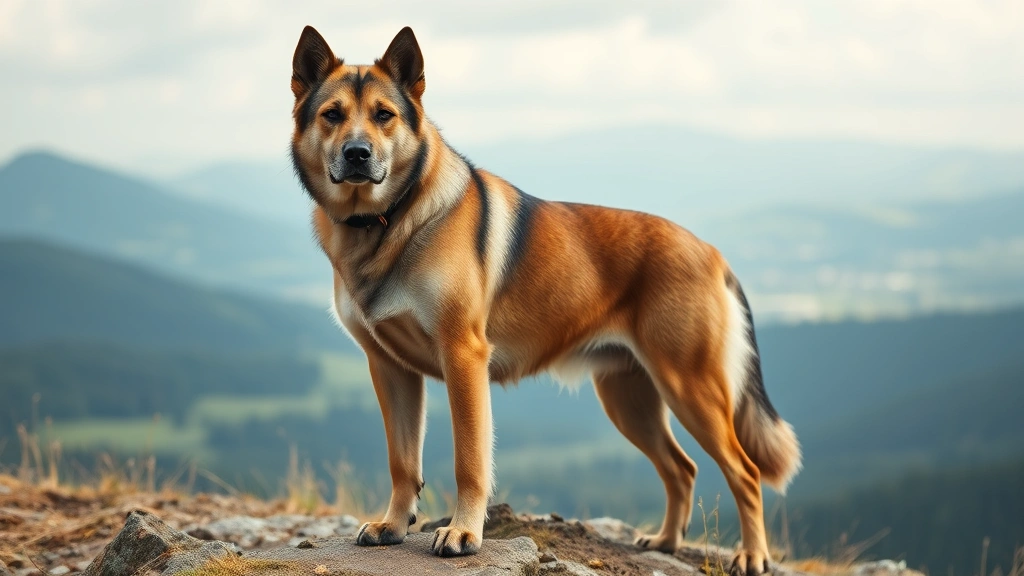 great pyrenees anatolian shepherd dog mix -
Majestic guardian dog with broad chest and serious expression standing on hills