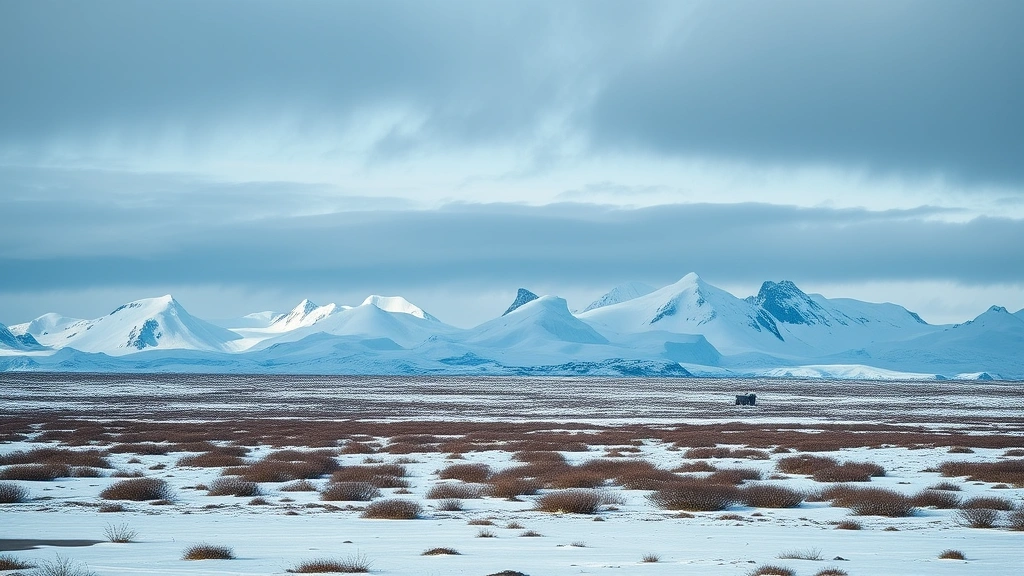greenland dog -
Arctic landscape background
