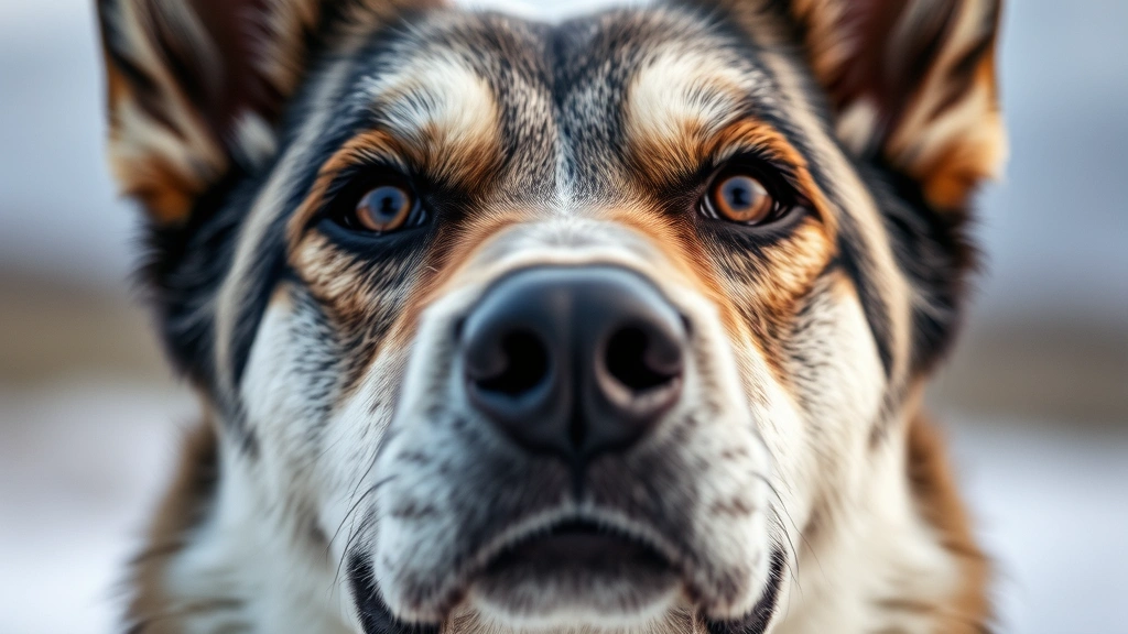 greenland dog -
Close-up portrait of a Greenland dog’s face with intense eyes and erect e
