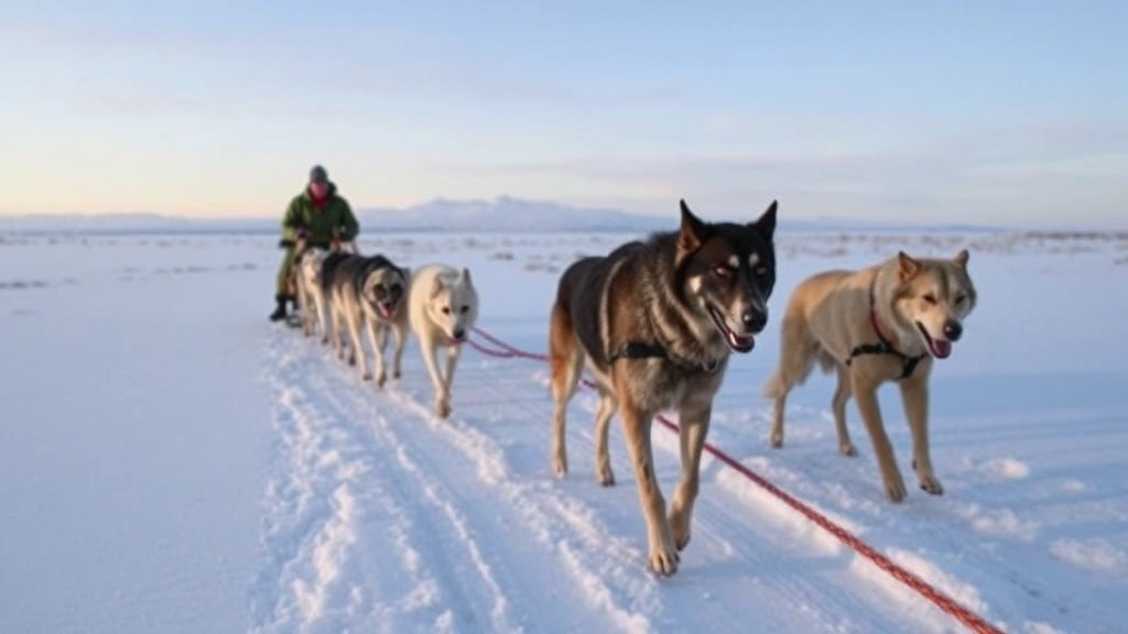 greenland dog -
Greenland dog team pulling a traditional sled across frozen Arctic terrain
