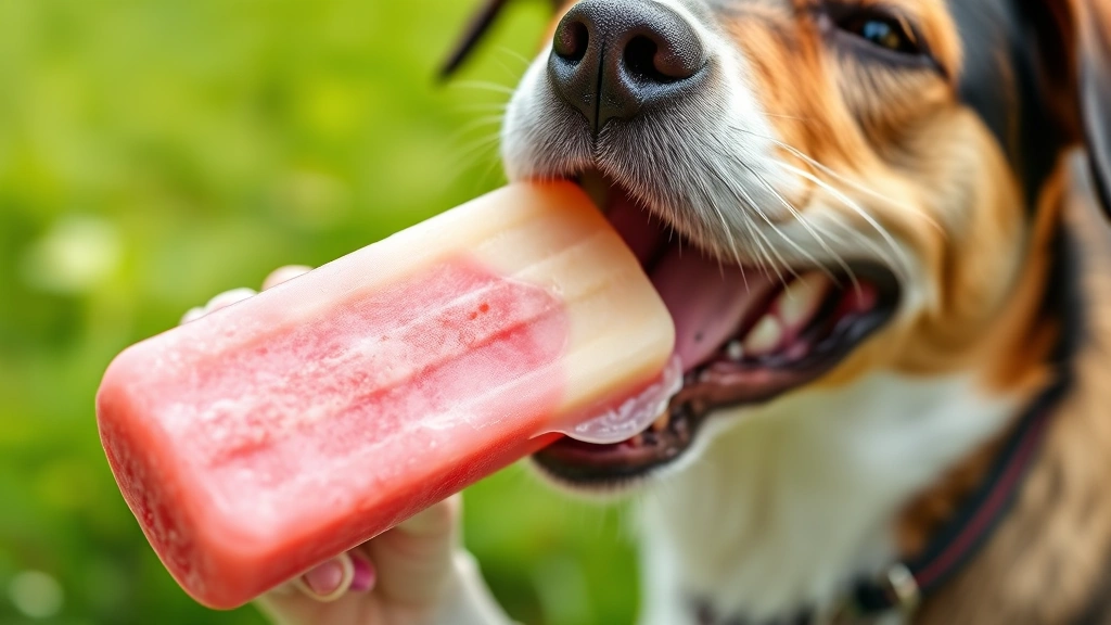 happy birthday dog -
Close-up of a dog happily eating a frozen treat popsicle made from dog-safe ing