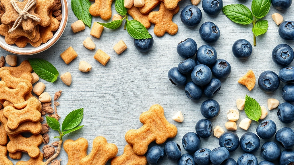 healthy pet treats -
Photorealistic flat lay composition of various healthy dog treat ingredients in