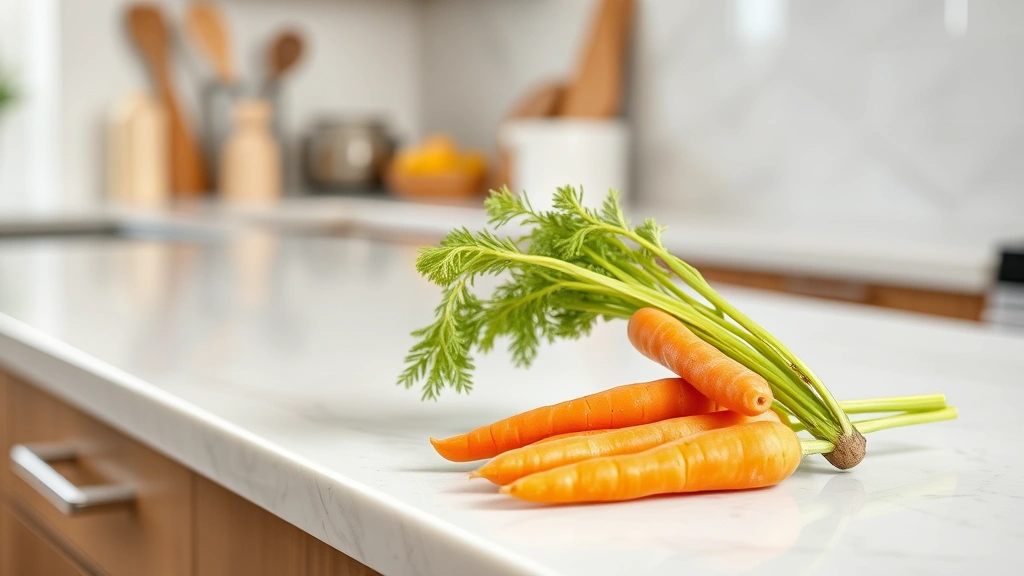 healthy pet treats -
and raw carrots on a clean kitchen counter
