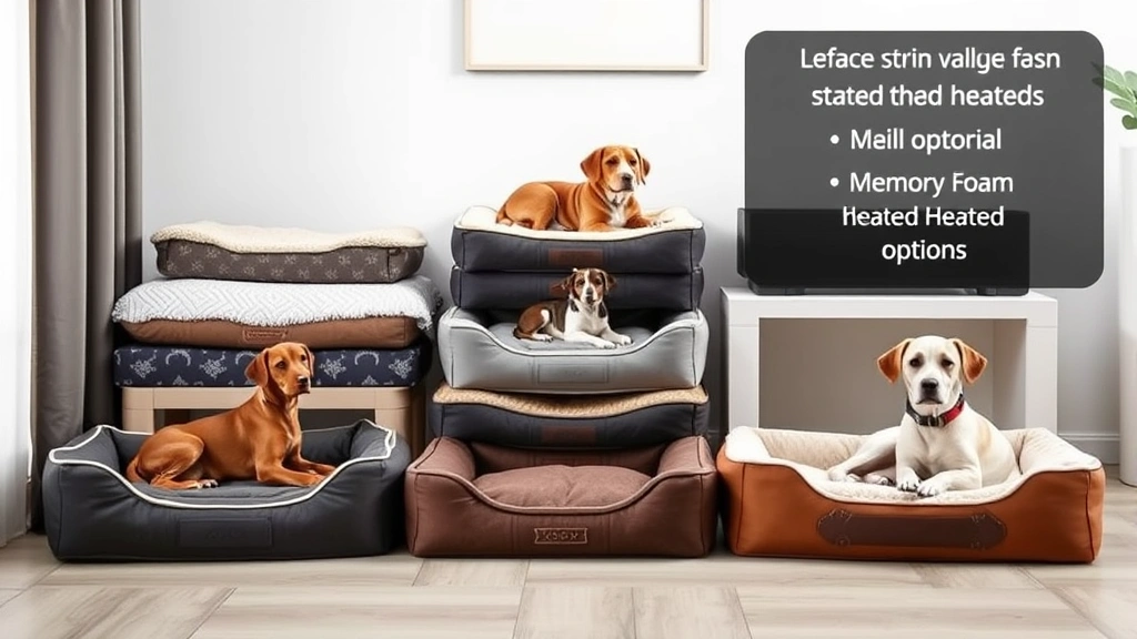 heated dog bed -
Photorealistic image of multiple dog beds displayed together showing variety of