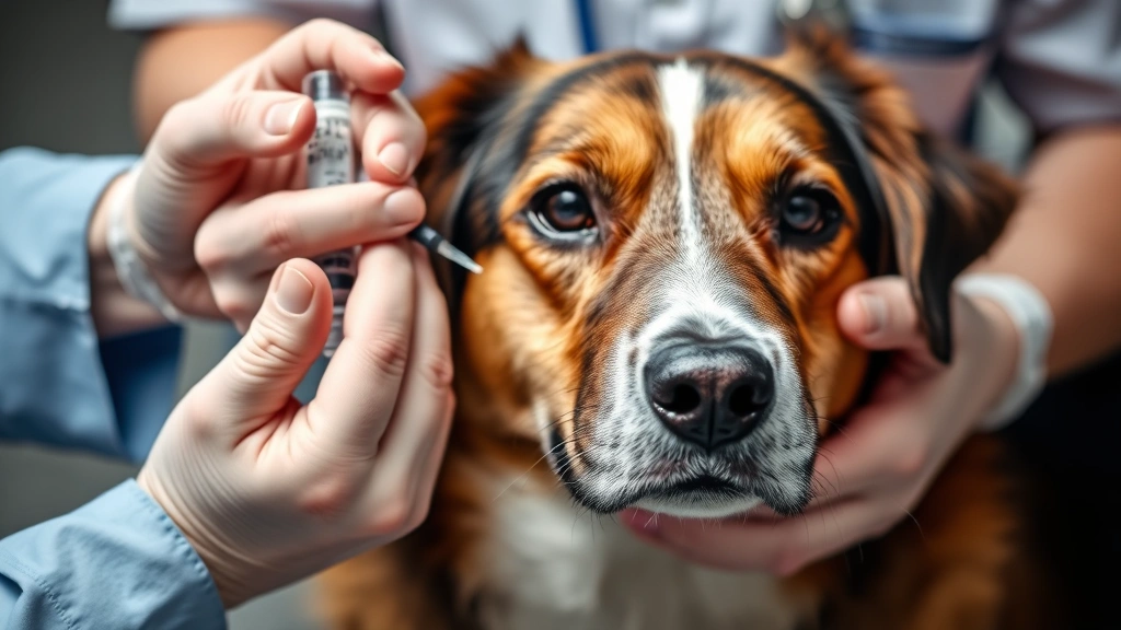 high liver enzymes in dogs -
showing the vet’s hands with a syringe and the dog’s calm expressio