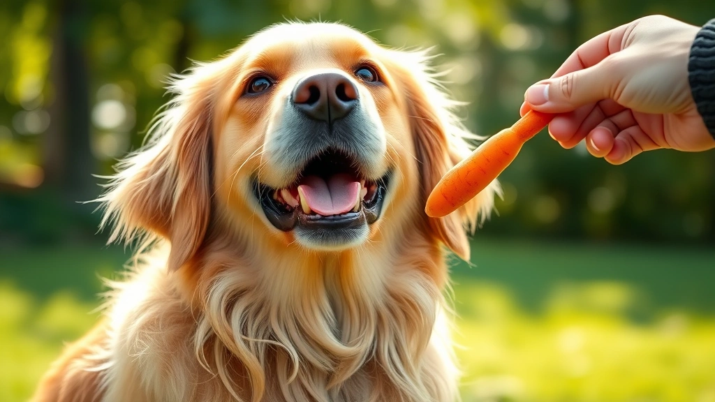 hot dog at costco calories -
Photorealistic image of a happy golden retriever looking up at a person holding